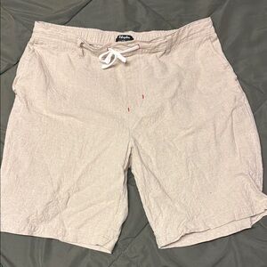 Estepoba Linen-Blend Drawstring Shorts in Beige